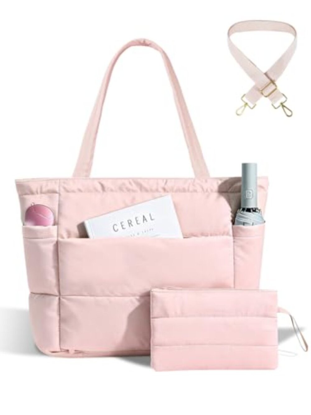Puffer Tote Bag Lightweight Quilted Shoulder Bag with Laptop Compartment